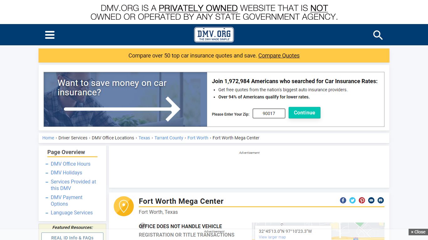 Fort Worth Mega Center of Fort Worth, Texas | DMV.ORG